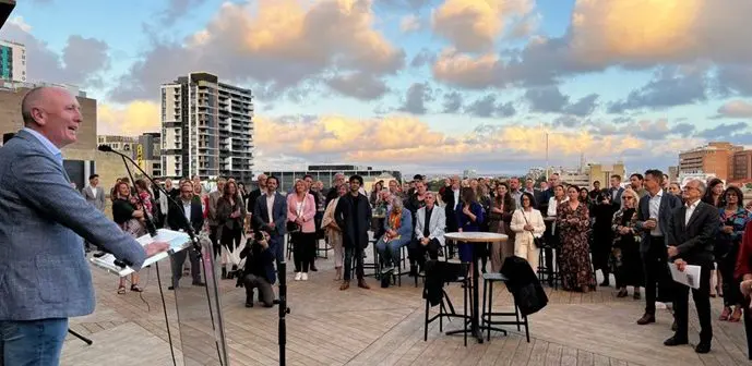 Hon. Stephen Dawson MLC, Minister for Science outdoor press conference.